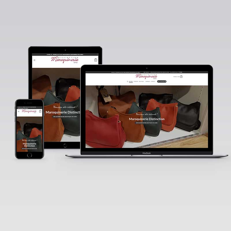 Image du projet du site internet e-commerce de la boutique Maroquinerie Distinction